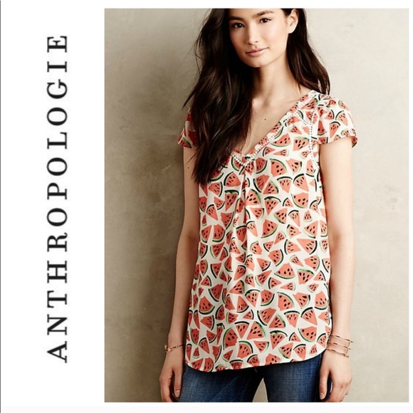 Anthropologie Tops - Anthropologie Maeve watermelon print top, small